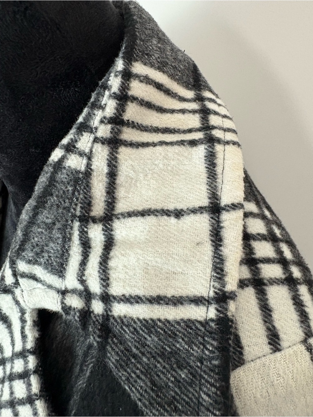 Jou Jou Black & White Plaid Double-Breasted Belted Peacoat - Picture 6 of 10